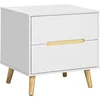 Bild von HOMCOM Nachttisch Nachtschrank Beistelltisch Nachtkommode mit 2 Schubladen Sofatisch für Wohnzimmer Schlafzimmer Modernes Design Weiß 50 x 40 x 50,5 cm Aosom