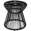 Bild von Outsunny Gartentisch rund mit Hohltrommel-Design, Bistrotisch mit Glastischplatte, schwarzer Kaffeetisch für Garten & Balkon Aosom.de