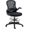 Bild von Vinsetto Bürostuhl, Ergonomischer Zeichenstuhl mit verstellbarem Fußring, Drehstuhl, 102-122 cm Höhenverstellbarer Arbeitsstuhl mit Rollen und Lendenwirbelstütze, Schwarz Aosom