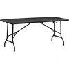 Bild von Outsunny Gartentisch Klapptisch für 6 Personen, Buffettisch mit Stahlgestell, Terrassentisch in Holzoptik, HDPE, 180 x 75,5 x 73 cm, Dunkelgrau Aosom
