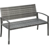 Bild von Outsunny Gartenbank Rattanoptik Parkbank mit Stahlrahmen für 2 Personen Balkonbank bis 320 kg belastbar Grau Gartenmöbel Aosom.de