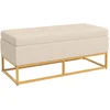 Bild von HOMCOM Sitzbank mit Stauraum Polsterbank mit Klappdeckel in Beige Samtoptik Bettbank mit Stahlbeinen 110x44x49 cm für Flur Wohnzimmer Aosom.de