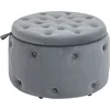 Bild von HOMCOM Sitzhocker mit Stauraum Polsterhocker Aufbewahrungsbox runde Ottomane mit Deckel Samtoptik grau Ø60 x 40 cm für Wohnzimmer & Schlafzimmer Aosom.de