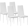 Bild von HOMCOM Esszimmerstuhl, 4er-Set Küchenstuhl, Gepolsterte Esszimmerstühle, Essstuhl, Polsterstuhl mit Stahlbeine, Kunstleder, Weiß Aosom