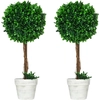 Bild von HOMCOM Künstliche Buchsbäume 2er-Set 60cm UV-beständige Kunstpflanzen im Blumentopf für Wohnzimmer Dekoration Grün Aosom.de