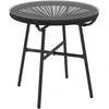 Bild von Outsunny Rattan Beistelltisch Bistrotisch Kaffeetisch rund mit Glastischplatte 50x50x50cm für Terrasse Balkon Schwarz Aosom.de