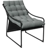 Bild von Outsunny Gartensessel Gartenstuhl mit dickem Sitzkissen, Loungesessel mit Armlehne bis 120 kg belastbar, für Garten und Balkon, Grau Aosom.de