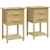 Bild von HOMCOM 2er Set Nachttisch Nachtkommode mit Schublade Ablage und Griff für Schlafzimmer Wohnzimmer Natur 40 x 34 x 60 cm Aosom.de
