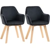 Bild von HOMCOM Küchenstühle 2er Set ergonomisch mit verlängerten Armlehnen und Rückenlehne, belastbar bis 120 kg, Polyester und Holz, Schwarz 54x57x80 cm Aosom.de