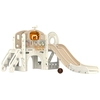 Bild von AIYAPLAY Kinderrutsche, 7-in-1, Kleinkinderrutsche mit Basketballkorb, Klettergerüst, Teleskop, Tunnel, Plattformgang, Aufbewahrungskorb, Kinder Spielplatz für 1 bis 6 Jahre Kinder Aosom