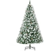 Bild von HOMCOM Künstlicher Weihnachtsbaum, 180 cm Christbaum mit Kunstschnee 800 Astspitzen faltbar Standfuß, für Weihnachtsfest, Indoor, Grün+Weiß Aosom