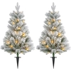 Bild von HOMCOM 107 cm 2er-Set Künstlicher Weihnachtsbaum, Christbaum mit 100 LED-Lichten 151 Astspitzen flammhemmend, für Weihnachtsfest, Outdoor, Grün+Weiß Aosom
