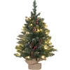 Bild von HOMCOM Künstlicher Weihnachtsbaum, 0,6 m Christbaum mit Tannenzapfen 86 Astspitzen mit 50 warmweißen LED, für Weihnachtsfest, Indoor, Grün+Weiß Aosom