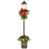Bild von Outsunny 150 cm Weihnachtslaterne Weihnachtsbeleuchtung mit LED-Lichterkette Tannenzapfen Beeren Schleife für Weihnachtsfest Metall Grün Aosom