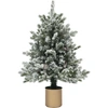 Bild von HOMCOM Künstlicher Weihnachtsbaum, 100 cm Christbaum mit 130 Spitzen, Kunstschnee, Blumentöpfe, flammenhemmend, für Weihnachten Deko, Grün+Gold Aosom