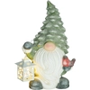 Bild von HOMCOM Weihnachtsdeko Figur, Weihnachtsmann mit Weihnachtsbaum-Mütze und Laterne, 42 cm Weihnachtsfigur mit LED-Licht, Dekofigur zu Weihnachten, für In- und Outdoor Aosom
