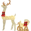 Bild von Outsunny LED Rentier und Schlitten Weihnachtsdeko mit 170 Lichtern, Weihnachtsbeleuchtung Hirsch Deko für Indoor, Outdoor, Weiß Aosom