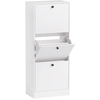 Bild von HOMCOM Schuhschrank mit 3 Klappen, Schuhkipper, Schuhregal mit Verstellbar Trennwand Schmal Schuhkommode für 12 Paar Schuhe 47 x 28 x 115 cm, Weiß Aosom