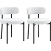 Bild von HOMCOM Esszimmerstühle 2er Set Küchenstuhl mit Rückenlehne, Fleeceoptik, Modern Sessel Polsterstuhl Stühle mit Stahlbeine, für Esszimmer, Esstisch, Cremeweiß Aosom