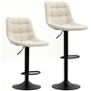 Bild von HOMCOM Barhocker 2er-Set, Gepolstert Barstuhl mit Lehne, Stahlgestell, Chenille-Optik, Höhenverstellbare Küchenstühle mit Fußstütze 360° Drehbar Tresenhocker für Küche, Wohnzimmer Beige Aosom