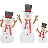 Bild von Outsunny 3-teilige Weihnachtsdeko Schneemann-Familie 91,5 cm mit LED Licht Weihnachtsfigur, Weihnachtsdekoration mit Stahlrahmen, Spannbändern Weihnachtsbeleuchtung für Indoor & Outdoor IP44 Aosom