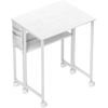 Bild von HOMCOM Schreibtisch Klappbar Kleiner 63 cm Klappschreibtisch mit Rollen Platzsparend Computertisch mit Regal, Aufbewahrungstasche, für Home Office, Weiß Aosom