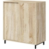 Bild von HOMCOM Flurschrank mit 4 Ebenen, Schuhschrank aus Spanplatte und Stahl mit Schiebetür, Schrank für bis zu 12 Paar Schuhe, 80x40x93 cm, Holzfarbe Aosom