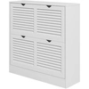 Bild von HOMCOM Schuhschrank aus Holz für den Eingang, platzsparend für bis zu 16 Paar Schuhe, 2 Klapptüren mit verstellbarem Regal, 81,5x25x83cm, Weiß Aosom