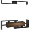 Bild von HOMCOM TV-Möbel mit Wandregal, offenen Regalen und Schrank aus Holz, modernes TV-Möbel für Wohn- und Schlafzimmer, Schwarz und Braun Aosom