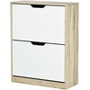 Bild von HOMCOM Schuhschrank Platzsparend mit 2 Klappbaren Schubladen, Schlanker Schuhschrank für 8 Paar Schuhe, 62.5x26x81 cm, Holz und Weiß Aosom