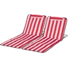 Bild von Outsunny Set 2 Strandliegen mit 5-fach verstellbarer Rückenlehne, Kopfstütze und Reisetasche, Faltbare Strandliegen aus Stahl und PE, 124x53x35-45 cm, Rot und Weiß Aosom