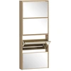 Bild von HOMCOM Platzsparender Slim-Schuhschrank mit 4 Kippklappen und Spiegel, Schuhschrank für Eingangsbereich mit Ablage, Platz für 12 Paar, Holz mit Griff, 63x17x146 cm, Farbe Holz Aosom