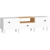 Bild von HOMCOM TV-Möbel, TV-Unterschrank bis zu 177,8 cm mit 2 Klapptüren, Soft-Close-Scharniere, Schublade, offenes Fach, 8 Beine für Wohnzimmer, Schlafzimmer, 150x35x45 cm, Weiß und Holzoptik Aosom