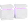 Bild von HOMCOM Set aus 2 Nachttischen mit LED (16 Farben, 4 Modi), platzsparendes Set mit 2 Schubladen, Beistelltische für Schlafzimmer, 45x35x52 cm, Hochglanzweiß Aosom