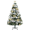 Bild von HOMCOM Weihnachtsbaum 180cm mit 200 warmweißen LEDs, üppig realistisch, Fernbedienung, 8 Modi, 800 feuerhemmende Zweige, Kugeln, Bänder, Schleifen, klappbarer Metallständer, einfache Montage, Grün Aosom