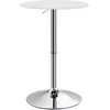 Bild von HOMCOM Runder Bartisch mit Höhenverstellung 67-93 cm Hoch Bartisch mit 360° drehbarer Ø63 cm Tischplatte mit rundem verchromtem Metallfuß für Bistro Küche Esszimmer Weiß Aosom