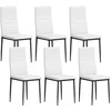 Bild von HOMCOM 6er-Set moderne Esszimmerstühle, gepolstert mit Kunstleinen, hohe Rückenlehne, Metallbeine, für Wohnzimmer, Weiß Aosom