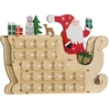 Bild von HOMCOM Adventskalender aus Holz mit 24 Schubladen, wiederverwendbarer befüllbarer Adventskalender, dekoriert mit dem Weihnachtsmann in seinem Schlitten, Weihnachtsdekoration, 22,5x8x36 cm, Natur Aosom