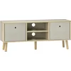 Bild von HOMCOM TV-Möbel, TV-Tisch mit 2 Stoffschubladen, 2 offenen Ablagen, Kabeldurchlässen, für Fernseher bis 127 cm, Länge 110 cm, für Wohnzimmer, Schlafzimmer, Holz und Beige Aosom