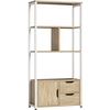 Bild von HOMCOM Bücherregal, Regal für Bücher mit 4 Regalböden, 2 Schubladen und Tür, 58x24x122 cm, Industrial-Regal für Wohnzimmer, Schlafzimmer, Arbeitszimmer, Büro, Naturholz Aosom