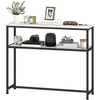 Bild von HOMCOM Konsolentisch Moderner Eingangskonsole Schmal mit Marmoroptik-Oberfläche Offenem Regal und Metallgestell Sofa-Tisch für Eingang Wohnzimmer 100x30x81 cm Weiß Aosom