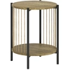 Bild von HOMCOM Runder Beistelltisch mit 2 Ebenen, Bohemienstil mit Stahlkonstruktion für Wohnzimmer Schlafzimmer 43,5x43,5x51 cm Natur Aosom