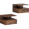 Bild von HOMCOM Set mit 2 schwebenden Nachttischen mit Schublade, Nachttische fürs Schlafzimmer, zur Wandmontage, moderner Stil, für Wohnzimmer, 35x32x22,5 cm, Rustikales Braun Aosom