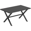 Bild von Outsunny Rechteckiger Garten-Esstisch, Terrassen-Außentisch 150x90x74 cm, mit Latten-HDPE-Tischplatte und Metallgestell, für 6 Personen, Traglast 50 kg, für Garten, Balkon, Schwarz Aosom