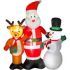 Bild von Outsunny Aufblasbarer Weihnachtsmann 150 cm mit Rentier und Schneemann, aufblasbare Weihnachtsdekoration mit LED-Lichtern, elektrisches Gebläse für Außen, Garten, Rasen Aosom