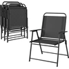 Bild von Outsunny 4er-Pack klappbare Campingstühle, Outdoor-Gartenstühle mit hoher Rückenlehne, breitem Sitz und Armlehnen, atmungsaktives Textilene-Gewebe und Stahlrahmen für Terrasse, 65x60x94 cm, Schwarz Aosom