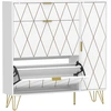 Bild von HOMCOM schmaler Schuhschrank mit 2 klappbaren Schubladen, moderner Schuhschrank mit Seitenschrank und verstellbaren Einlegeböden, 10-14 Paar Schuhe, für Flur/Eingang, 110x25x110,6 cm, Weiß Aosom