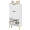 Bild von HOMCOM Schuhschrank schmal mit 3 gerillten Türen Eingangsbereich Schuhablage mit verstellbaren Regalen für 18 Paar Schuhe 60x24x128 cm Weiß Aosom