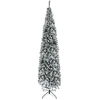 Bild von HOMCOM Schlanker Weihnachtsbaum 270 cm künstlicher verschneiter Weihnachtsbaum mit 1014 Zweigen und Metallfuß Weihnachtsbaum für Wohnzimmer Grün und Weiß Aosom