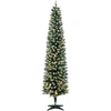 Bild von HOMCOM Schmaler Weihnachtsbaum mit 170 bicolor-LEDs, 180 cm, schneebedeckter Tannenbaum, 351 schwer entflammbare Zweige, 11 Modi, Fernbedienung, Stahlgestell, Grün und Weiß Aosom